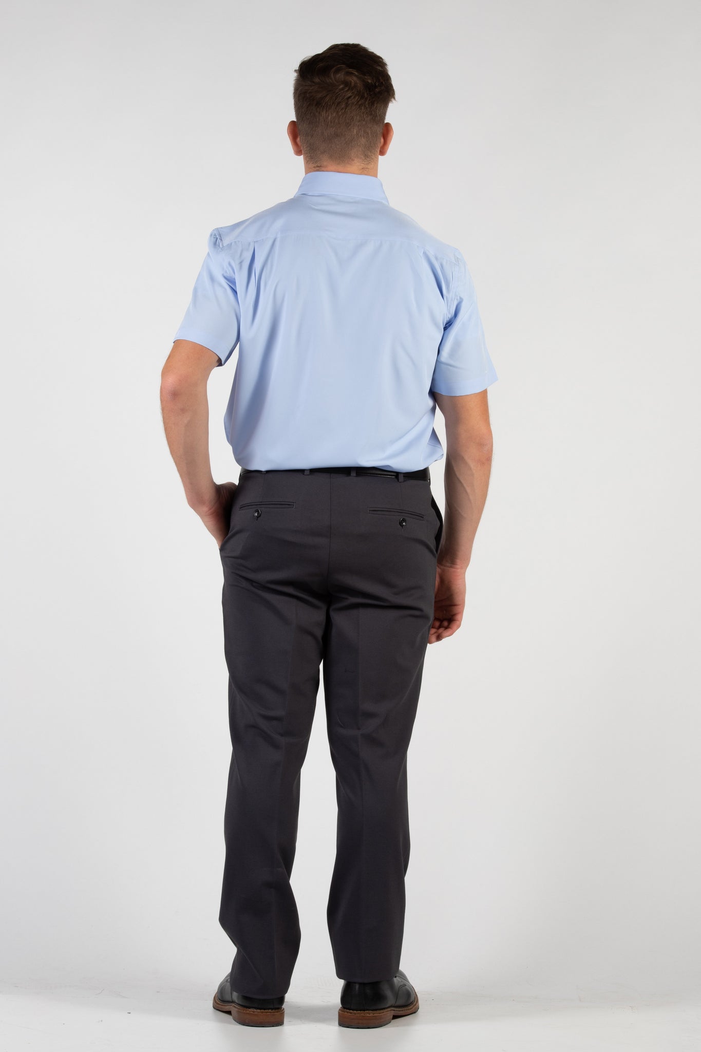Robbins & Brooks 4-Way Flex Blue Dress Shirt Short Sleeve