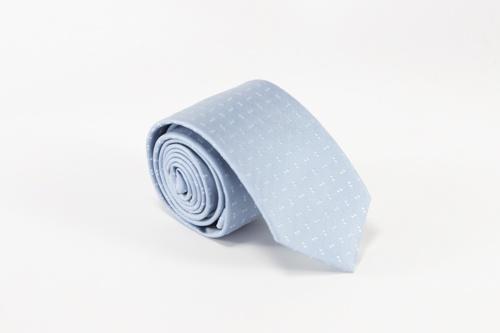 General - Microfiber Washable Tie Light Blue W/ Small White Squares