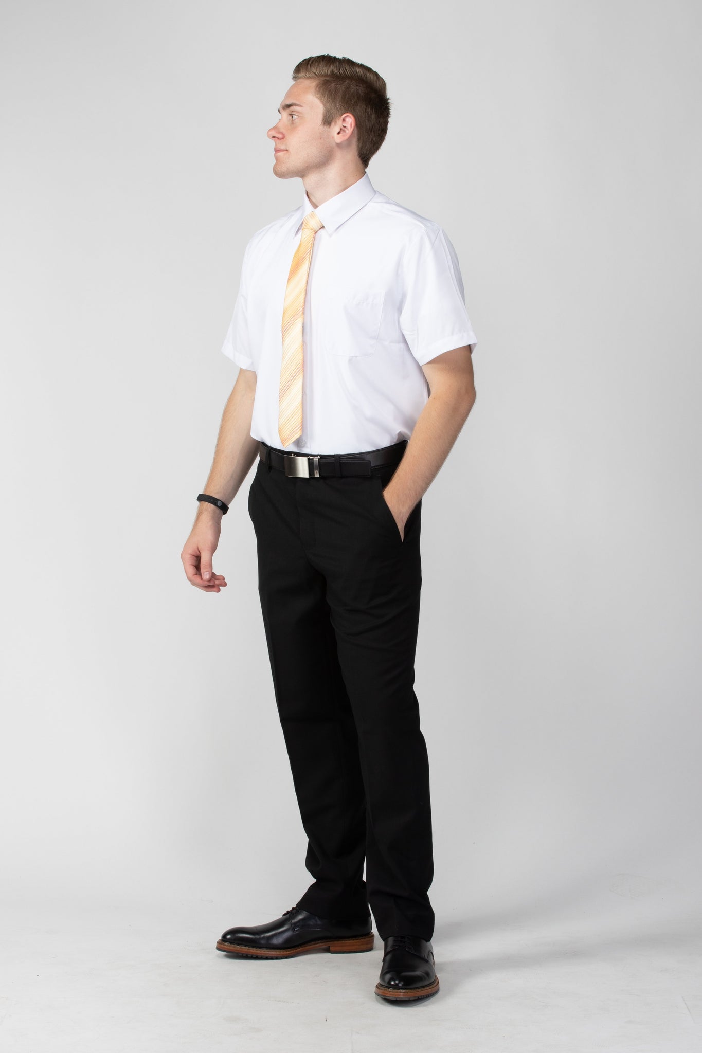 Robbins & Brooks 4-Way Flex White Dress Shirt Short Sleeve