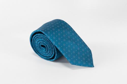 Ties - Microfiber Washable Tie Blue W/ Tiny White Dots & Small Flowers