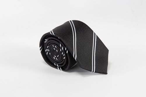 Ties - Microfiber Washable Tie Dark Silver Twilled W/ White Stripes